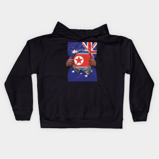 North Korea Flag Australian Flag Ripped - Gift for North Korean From North Korea Kids Hoodie